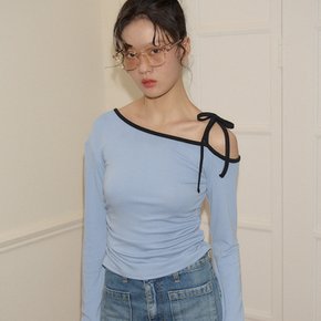 Line Point Off Shoulder T Blue