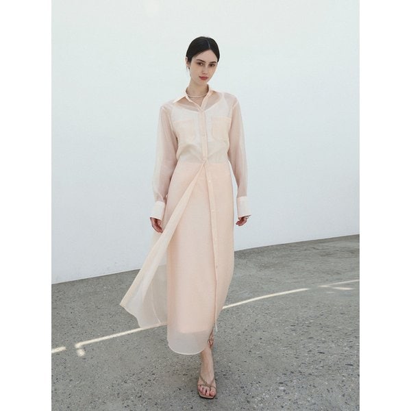 Aura sheer maxi skirt - BEIGE