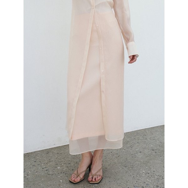 Aura sheer maxi skirt - BEIGE