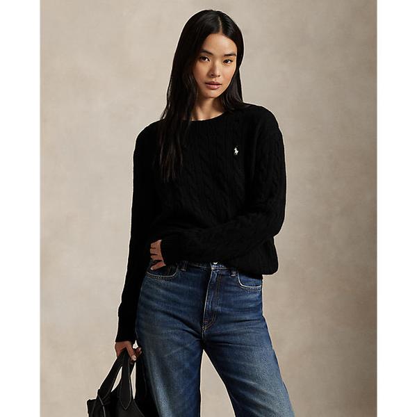 여성 케이블 울 캐시미어 크루넥 스웨터(WMPOSWENC021420001)