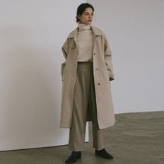 Raglan Wool Balmacaan Coat - Beige