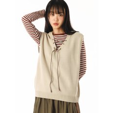 LACE UP KNIT VEST (IVORY)