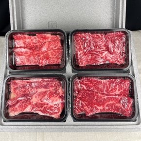 1++ 한우 명품한우 소고기 선물세트 1.2kg /4구 1호(국거리300g 2팩+불고기300g 1팩+장조림300g 1팩) /근내지방도 9-7