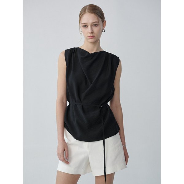 BONY Cowl Belted Blouse (Black)