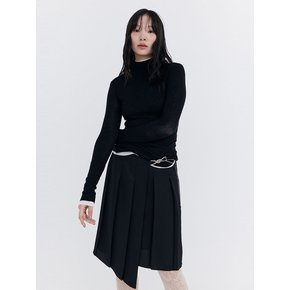 Knit Rib Half Turtleneck T-shirt_Black