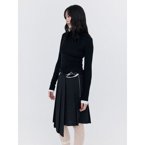 Knit Rib Half Turtleneck T-shirt_Black