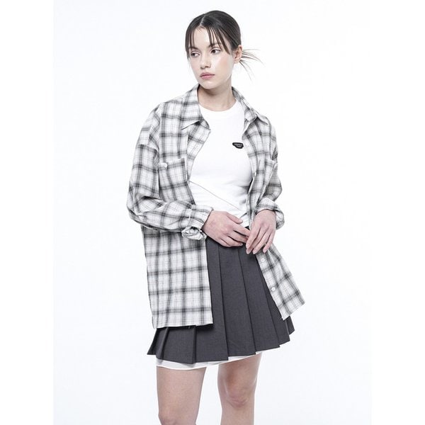 루즈피트 사이드 슬릿 체크셔츠 크림/W251SH01CR