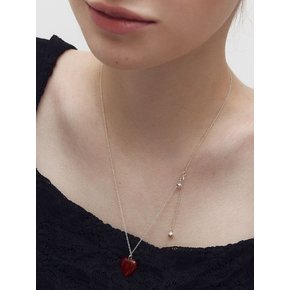 Heart gemstone drop necklace (2 colors)