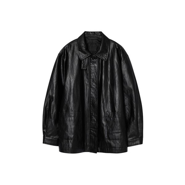 신세틱 레더 하프 자켓 [블랙]