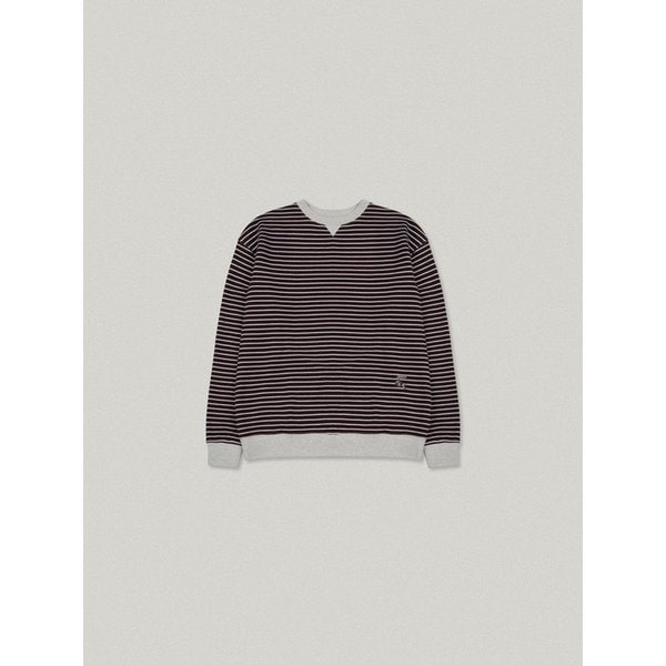 SHOOFL STRIPE OVER FIT SWEAT SHIRT [WINE]