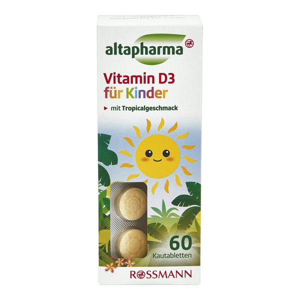 [해외직배송] 로스만 알타파마 어린이 비타민D3 트로피컬과일맛 60정