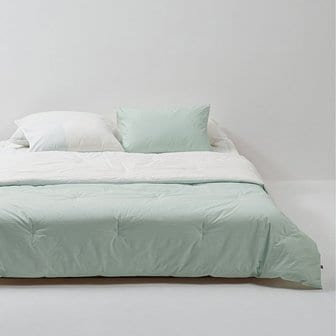 JAJU 사각사각 코튼 배색 차렵이불 Q 민트화이트 J60N902149545