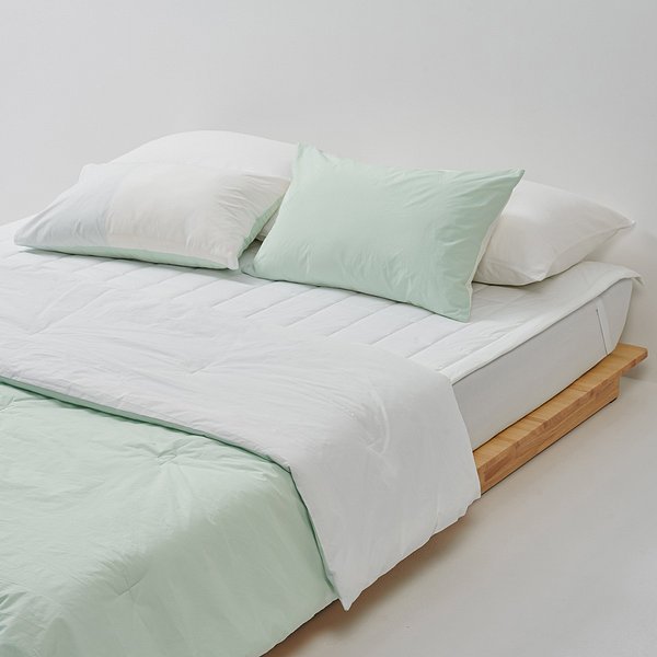사각사각 코튼 배색 차렵이불 Q 민트화이트 J60N902149545