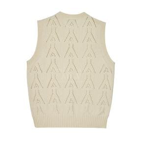 A LOGO PUNCHING KNIT VEST CREAM- A로고 펀칭 니트 베스트