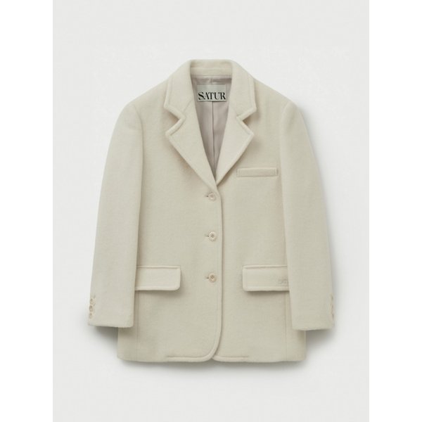 (W) 알파카 울 블렌드 싱글 블레이저_크림