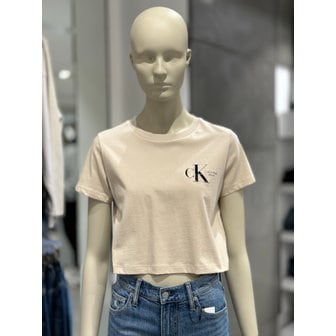 Calvin Klein Jeans [여주점] CKJ [캘빈클라인진]여성 크롭 모노그램 반팔티셔츠 (J223495-ACI)