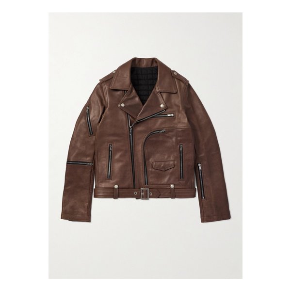 바우하우스 스투지 슬림핏 가죽 바이커 재킷 브라운 46376663162875942