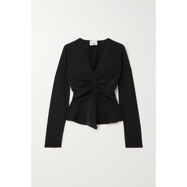 툰드라 개더 크레이프 드 신 블라우스 블랙 1647597325950519