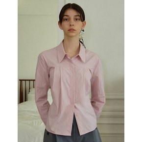 Front pintuck clean shirts - pink