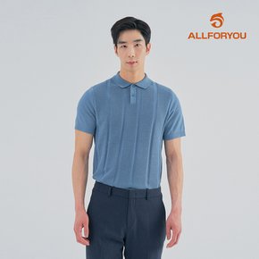 [모델착장] 남성 앞판 세로 조직 솔리드 카라 반팔 니트 AGSPM3211-906