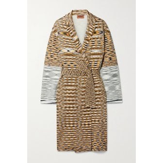 미쏘니 Belted Wool-blend Jacquard Coat 오렌지