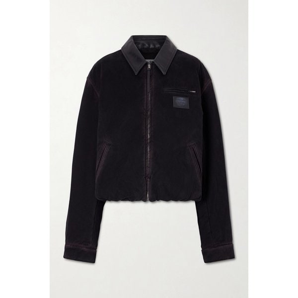 로고 패치 가죽 트리밍 디스트레스드 코튼 트윌 재킷 46376663162964225