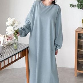 여성 트임 롱맨투맨 박시핏 벌룬긴팔 임부복 롱원피스_P353844544