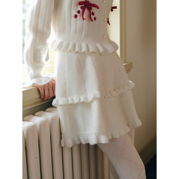 Cest_Ruffle knit skirt