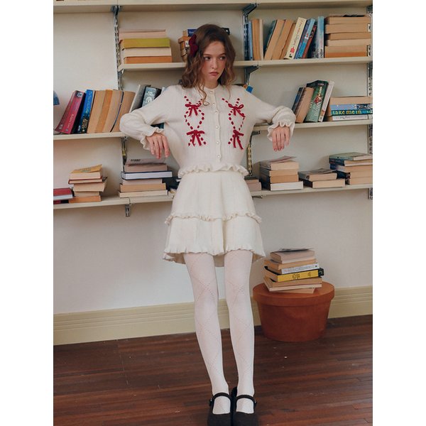 Cest_Ruffle knit skirt