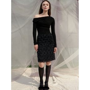 RosieRose Lace H Line Skirt_Black