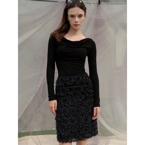 RosieRose Lace H Line Skirt_Black