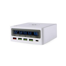 파워윈868 LCD 유무선 멀티 충전기 6포트 total 130W  PD 65W  PPS45W 무선10W   QC3.018W