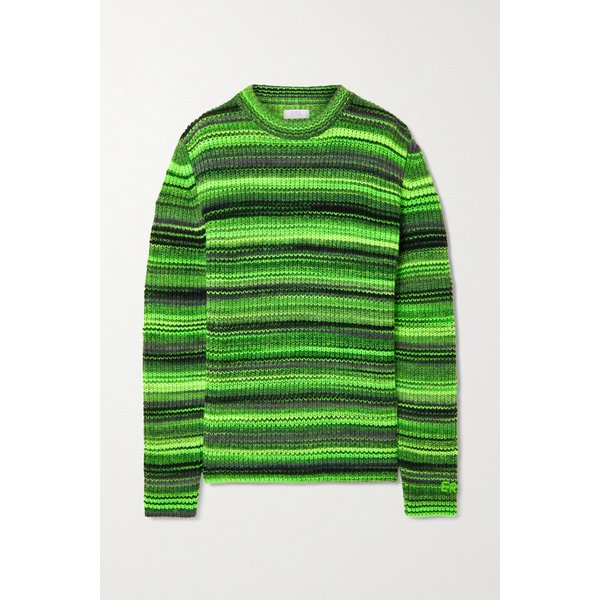 이알엘 그린 스트라이프 울 블렌드 스웨터 38063312418688282
