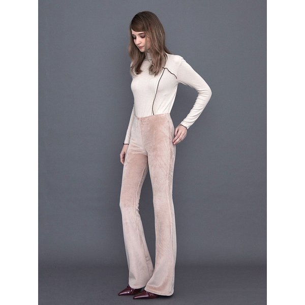 PM1244P120 Corduroy stretch bootcut pants_Beige