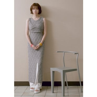ZOOC (임직원) 투톤 뷔스티에 옵션 니트 롱드레스 Z252KSE002