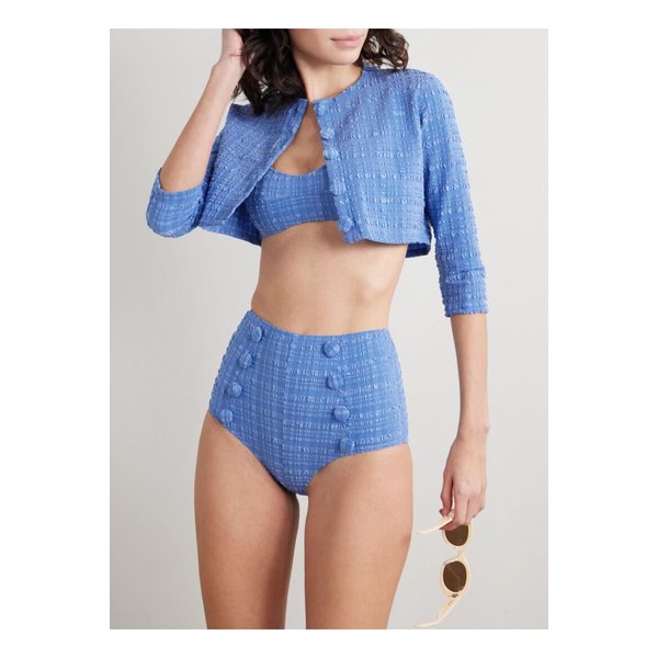 크롭 스트라이프 시어서커 가디건 블루 1647597356580251