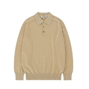 Cotton standard saddle Polo Knit (Beige)