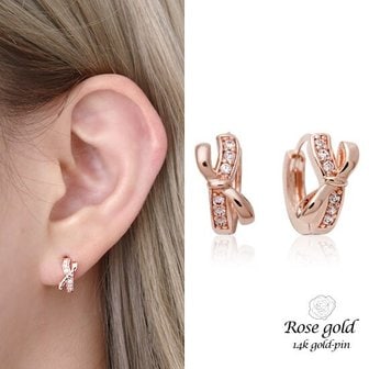 미니아트 14K Gold-pin 귀걸이 로즈골드 원터치링 MS310
