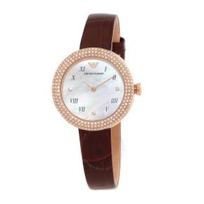 4439555 Emporio Armani Quartz Crystal White Mother of Pearl Dial Ladies Watch 73560061