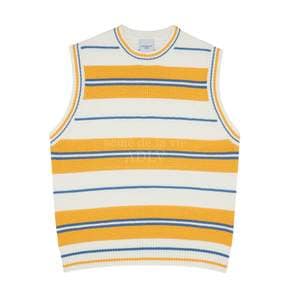 EMBOSSING LOGO KNITTING KNIT VEST YELLOW - 엠보싱 니트 베스트