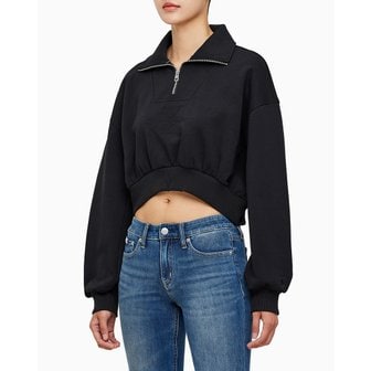 Calvin Klein Jeans 여성 하프집 엠보스 폴로넥 맨투맨 티셔츠(J222302)