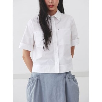 구호 플러스 Big Pocket Crop Shirt White (KE5360M031)