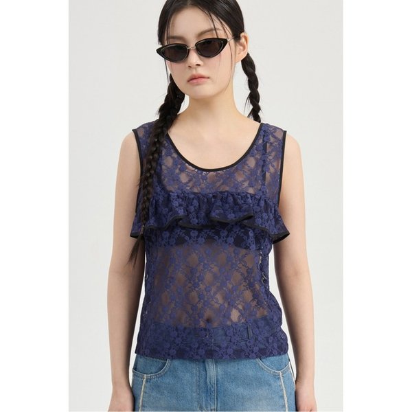 Lace Jersey Top (dark navy) LFTAM26330NYD
