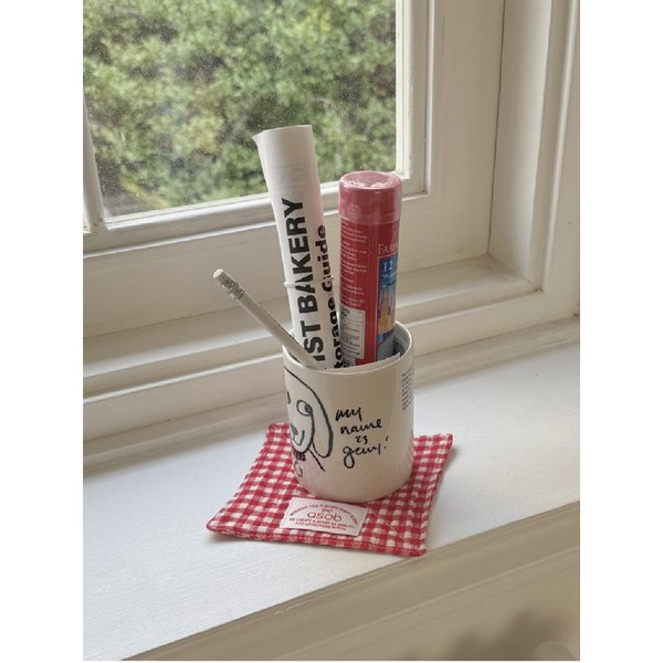 레드체크 티코스터 컵받침 패브릭코스터 홈카페