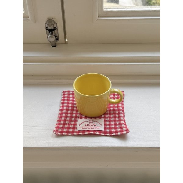 레드체크 티코스터 컵받침 패브릭코스터 홈카페