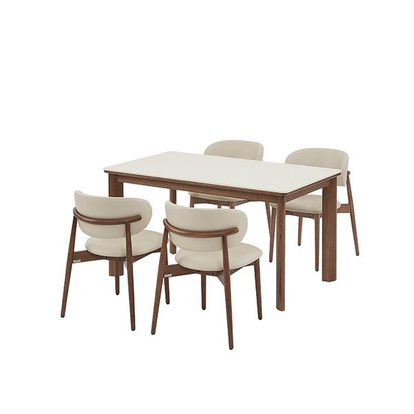 [카드10%할인] 포멜로 세라믹식탁 4인세트 140cm 브라운_가죽체어 4EA (옵션 택1)