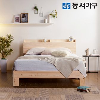 동서가구 힐링 수납헤드 편백나무 원목 슈퍼싱글 SS 침대+9존독립 매트리스 DF639002