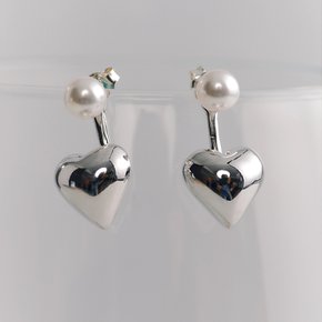 pearl & heart jacket earring