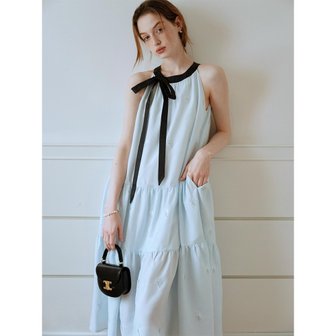 쎄무아듀 Cest_Seaside ribbon halter neck dress