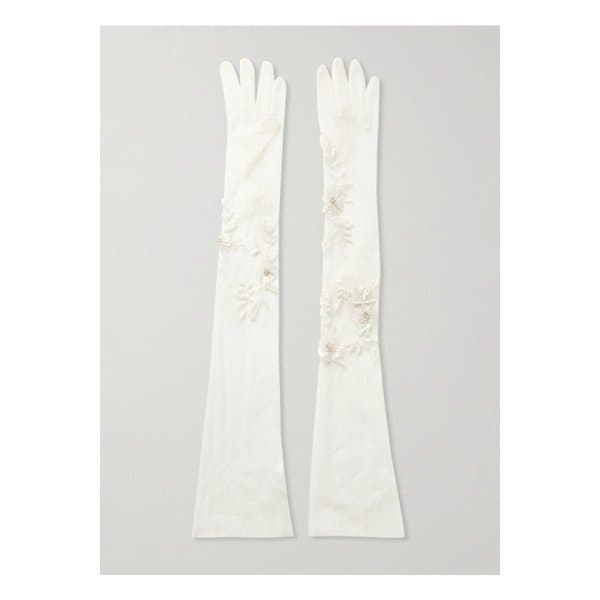 하프페니 런던 엘리자베스 크리스털 시퀸 장식 튤 장갑 화이트 1647597335806725